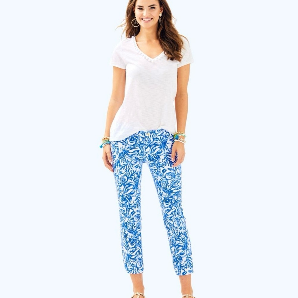 Lilly Pulitzer Sadie white and blue patterned pants